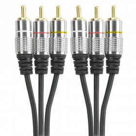 CABO 3RCA + 3RCA FITZ PLUG METAL PROFISSIONAL 2MTRS CHIPSCE