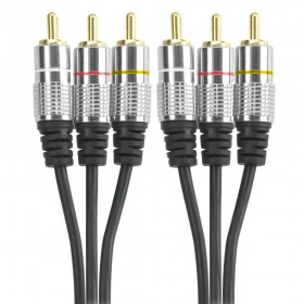 CABO 3RCA + 3RCA FITZ PLUG METAL PROFISSIONAL 5MTRS CHIPSCE
