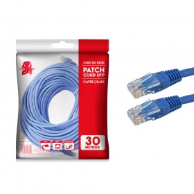 CABO REDE PATCH CORD CAT5E UTP AZUL RJ45 30MTRS 5+