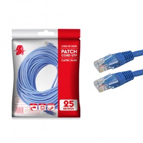 CABO REDE PATCH CORD CAT5E UTP AZUL RJ45 25MTRS 5+