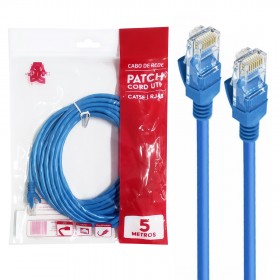 CABO REDE PATCH CORD CAT5E UTP AZUL RJ45 5MTRS 5+