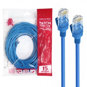 CABO REDE PATCH CORD CAT5E UTP AZUL RJ45 15MTRS 5+