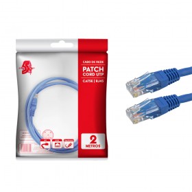 CABO REDE PATCH CORD CAT5E UTP AZUL RJ45 2MTRS 5+