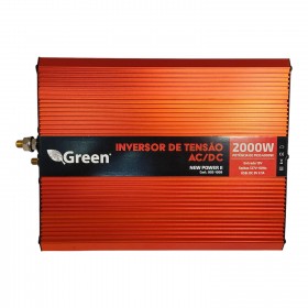 INVERSOR DE TENSÃO ONDA MODIFICADA 2000W 12V 110V PARTIDA 4000W COM USB 5V 2.1A GREEN