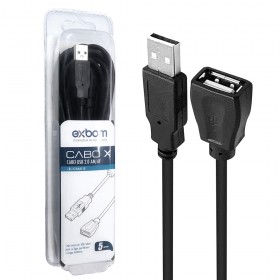CABO USB EXTENSOR 2.0 A MACHO X A FEMEA 5MTRS EXBOM